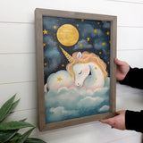 Sleeping Magical Unicorn Wall Art - Nursery Canvas Art