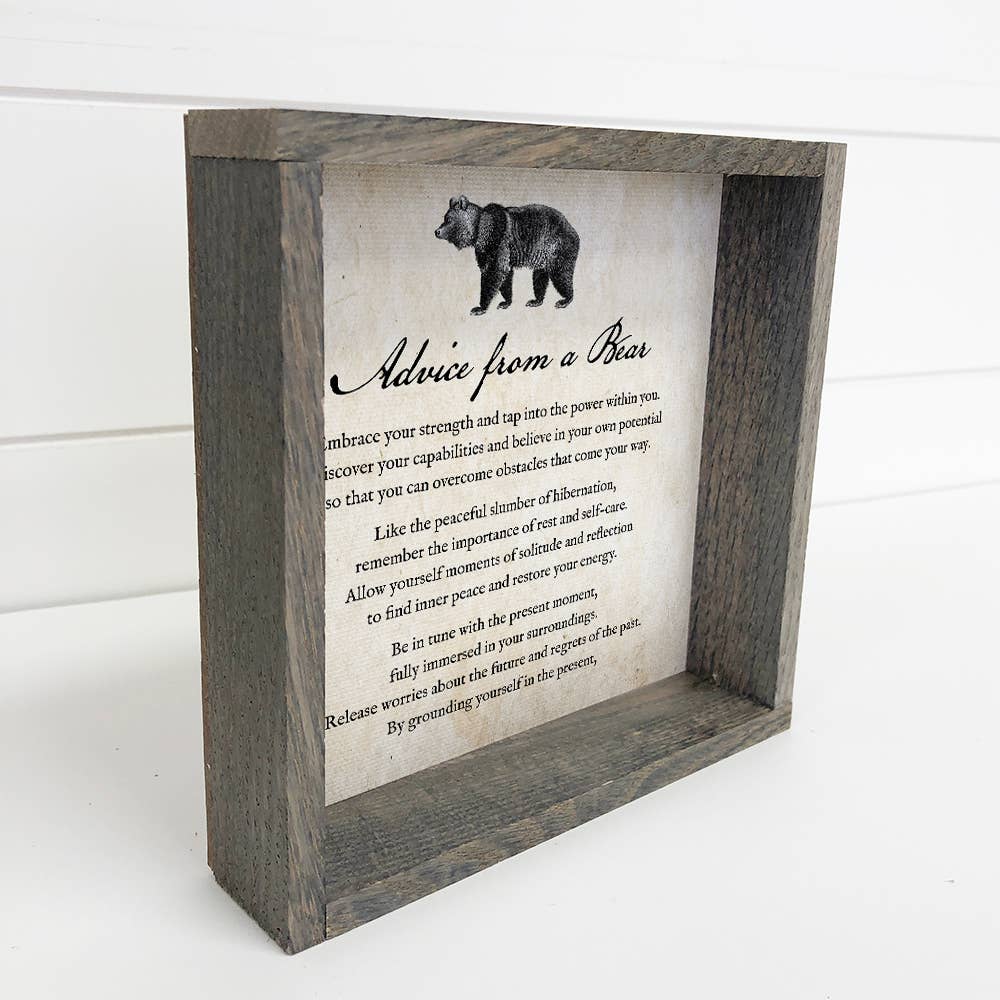 Advice from a Bear - Vintage Bear Word Art - Cabin Wall Art