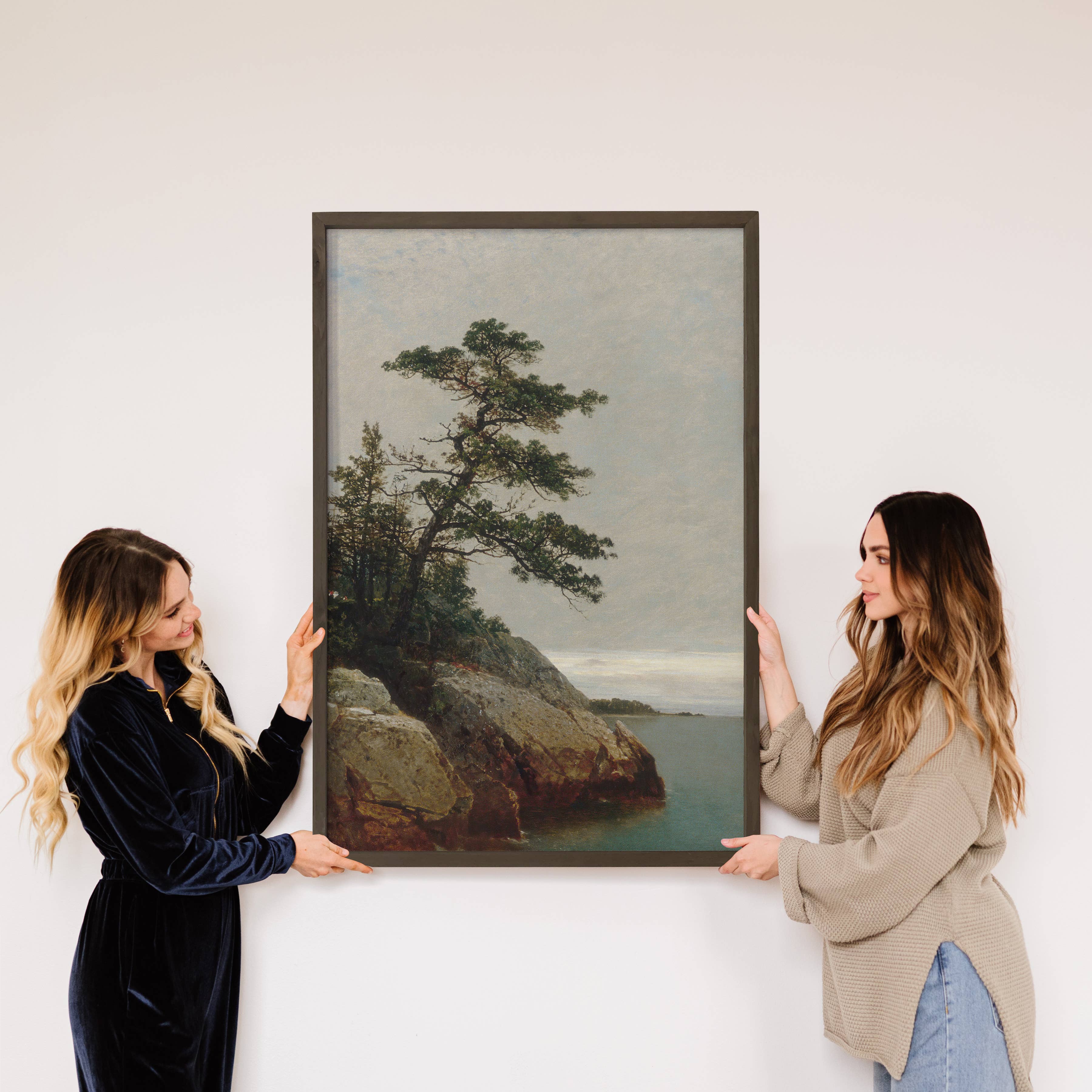 Old Pine Over the Sea - Nature Landscape Canvas Art - Framed