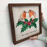 Christmas Love Birds Canvas Small Shelf Décor Sign