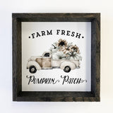 White Pumpkin Patch Canvas Art Wood Framed Sign Home Decor