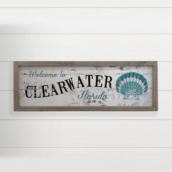 Personalized Welcome Sign - Framed Rustic Seashell Wall Art