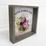 Fresh Flower Shop Vintage French Inspired Purple Wood Sign