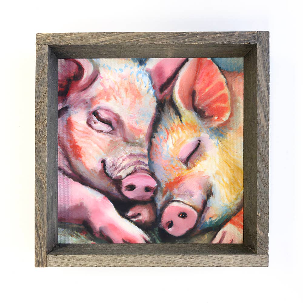 Two Pigs Painting - Cute Pig Watercolor - Farm Animal Art