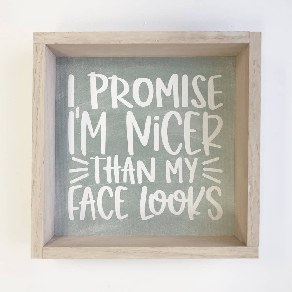 Promise I'm Nicer Than My Face Looks - Funny Chalkboard Sign