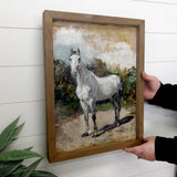 French Horse Painting - Horse Canvas Art - Wood Framed Decor