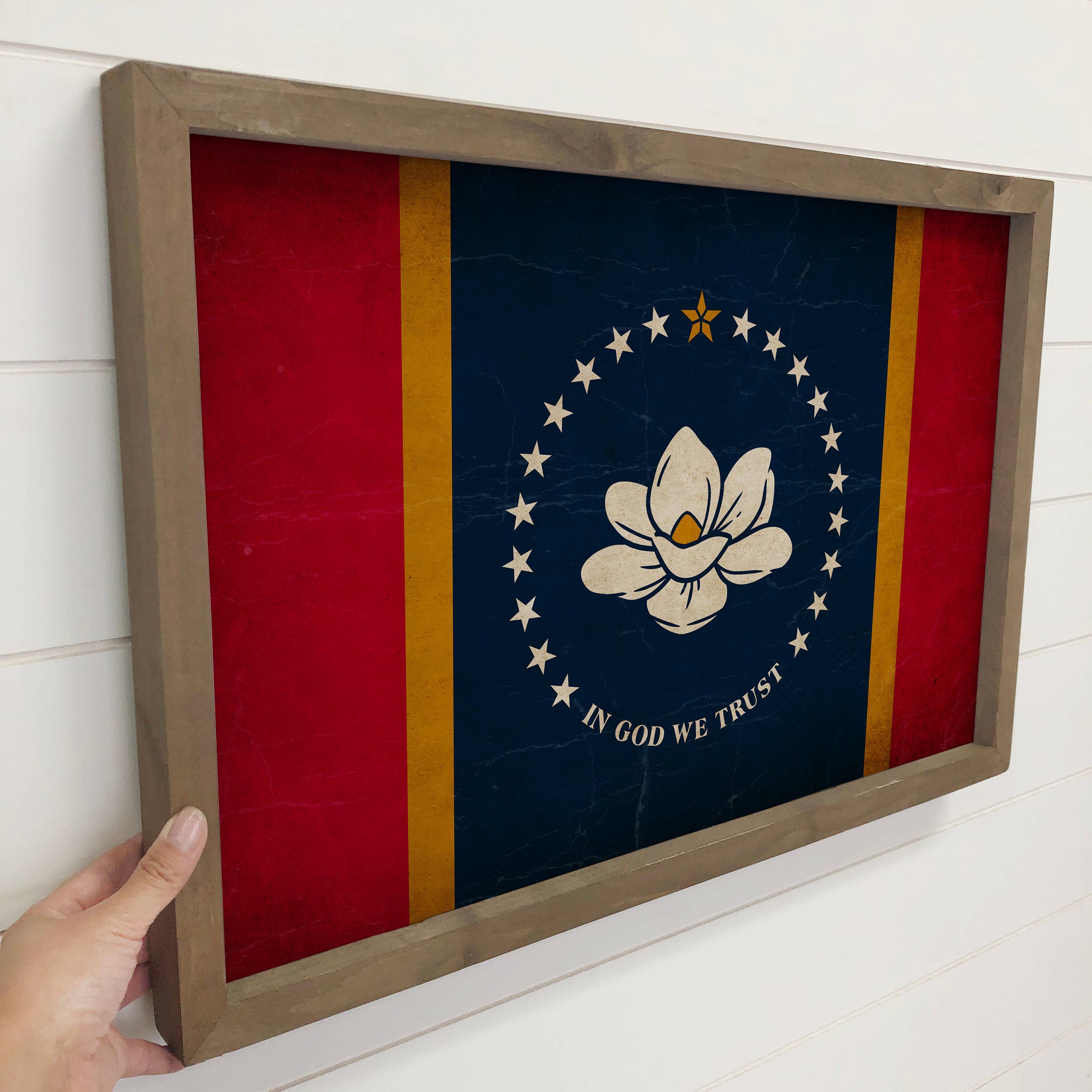 Mississippi Vintage Flag - State Vintage Flag Canvas Art
