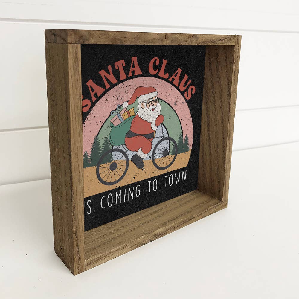 Retro Santa is Coming to Town - Retro Holiday Canvas Art