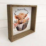 Pasture Bedtime Highland Cow - Cute Animal Wall Art - Framed