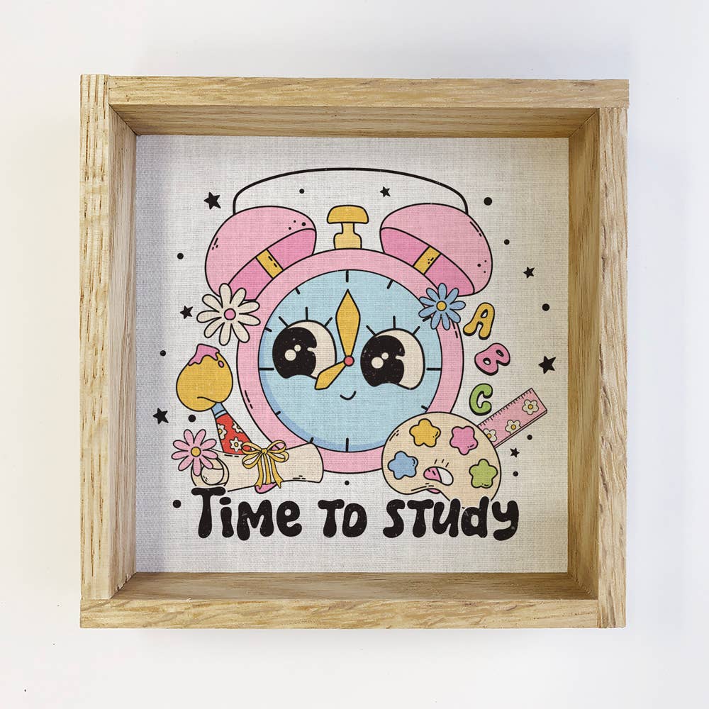Back to School Time to Study - School Word Art - Wood Framed