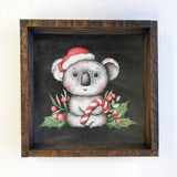 Koala in Santa Hat Small Christmas Holiday Canvas Sign