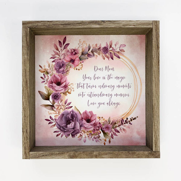 Dear Mom Purple Flowers Wall Art - Mothers Day Canvas Art