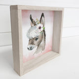 Baby Girl Donkey Small Whitewash Framed Table Decor