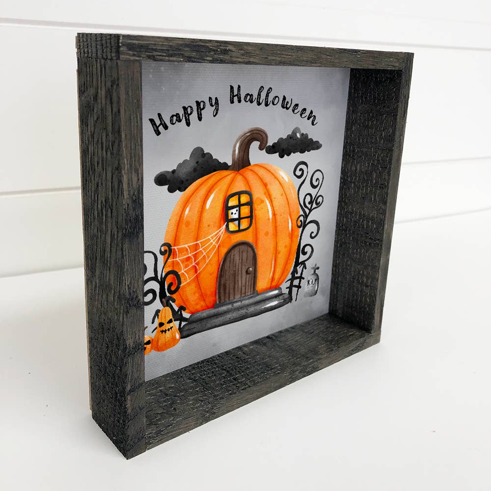 Cute Pumpkin House - Halloween Pumpkin Wall Art