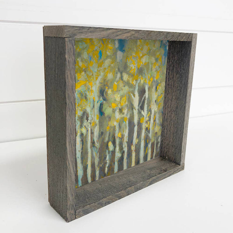 Yellow Birch Trees Small Canvas Wall Art Small Sign