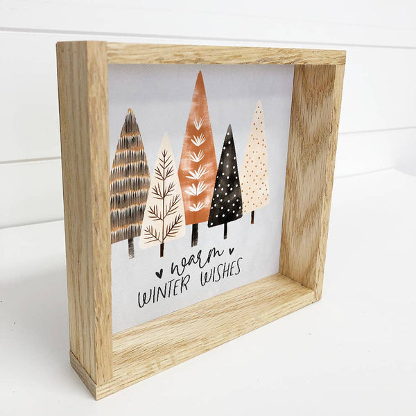 Hygge Warm Wishes Holiday Trees - Rustic Holiday Canvas Art