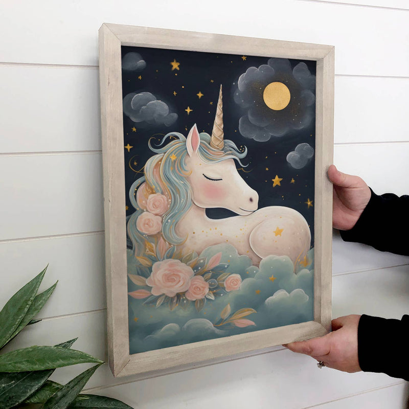 Sleeping Pretty Unicorn Wall Art - Nursery Canvas Art