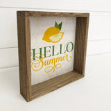 Hello Summer Lemon Mantel Sign with Natural Frame