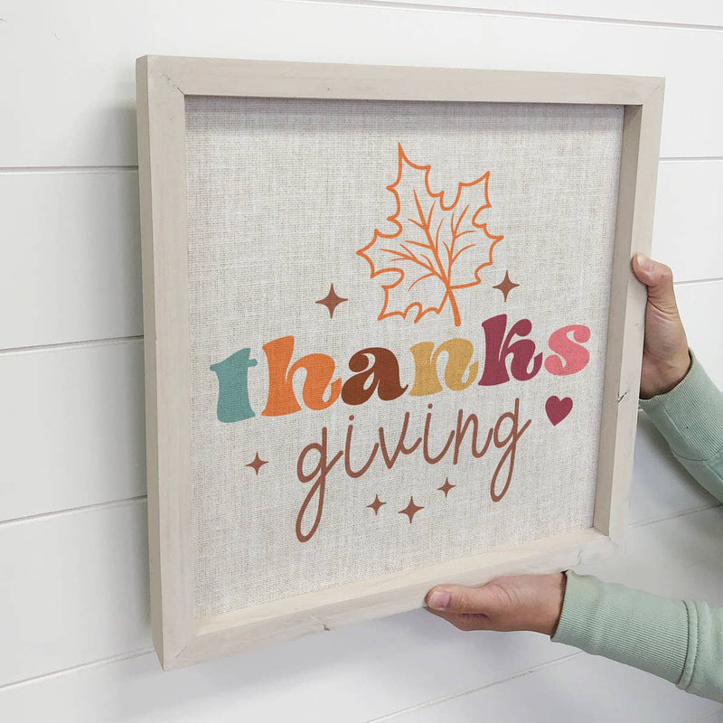 Thanksgiving Retro Sign - Cute Holiday Word Art - Canvas Art