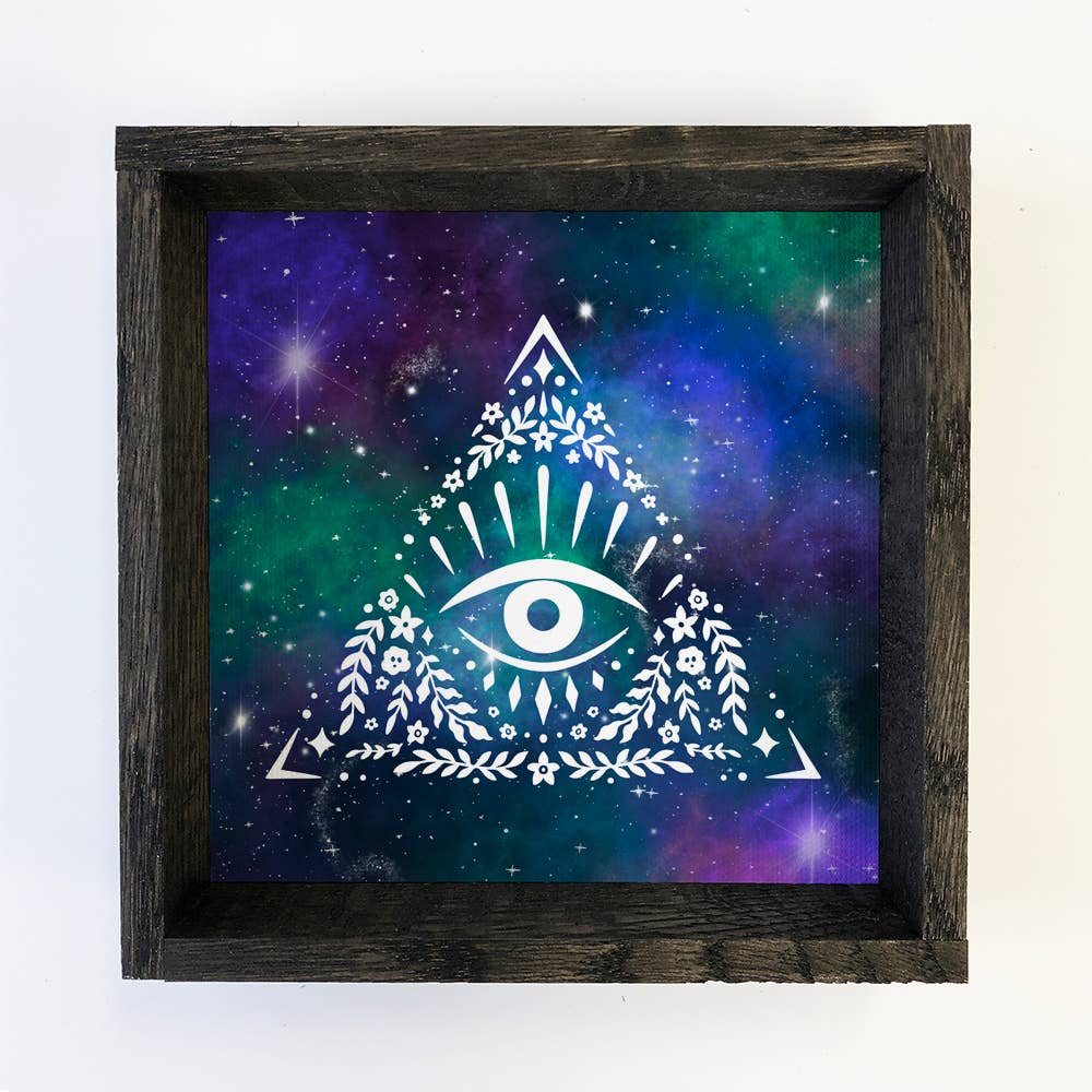 Mystical Third Eye Canvas Wall Art Wood Frame Sign