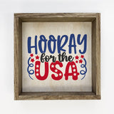 Hooray for the USA - Cute Patriotic Word Sign with Frame