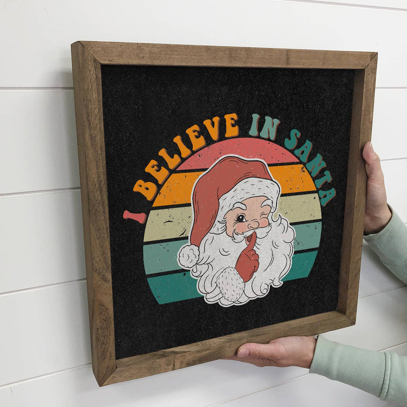 Retro I Believe in Santa - Funny Holiday Canvas Wall Art