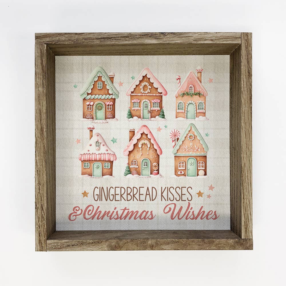 Vintage Gingerbread Kisses House - Cute Holiday Canvas Art