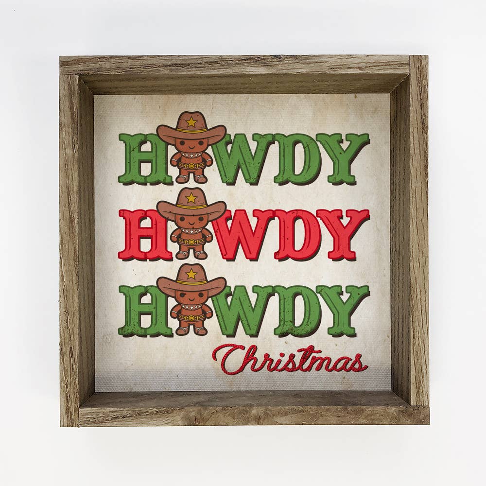 Western Howdy Gingerbread Man - Western Holiday Canvas Art