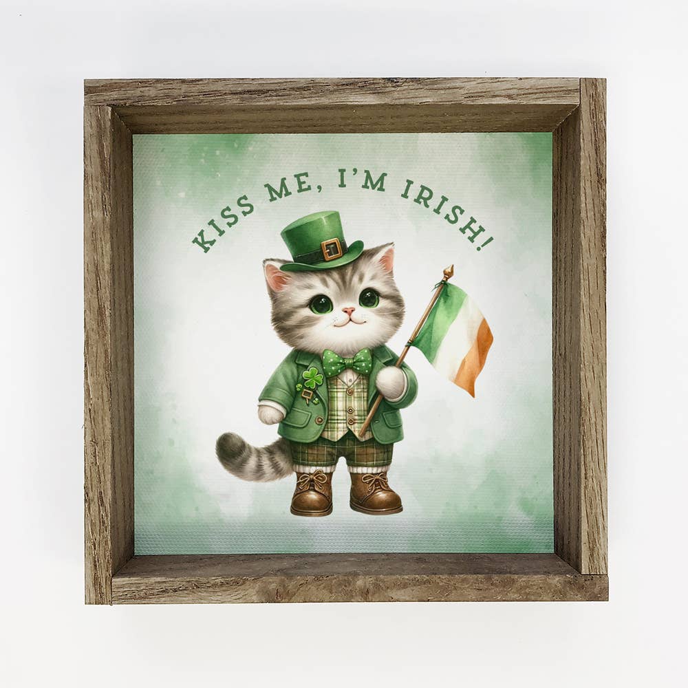 Kiss Me I'm Irish - St. Patrick's Day Canvas Art - Framed