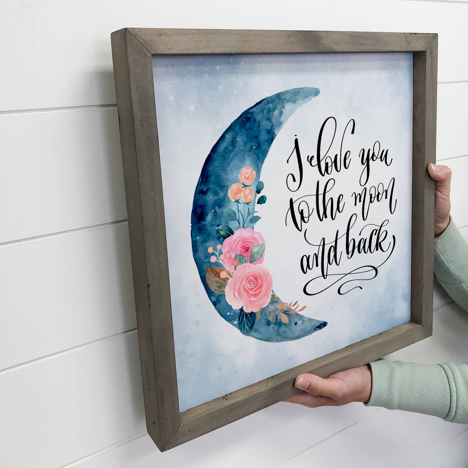 I love you to the Moon and Back Floral Small Canvas Sign