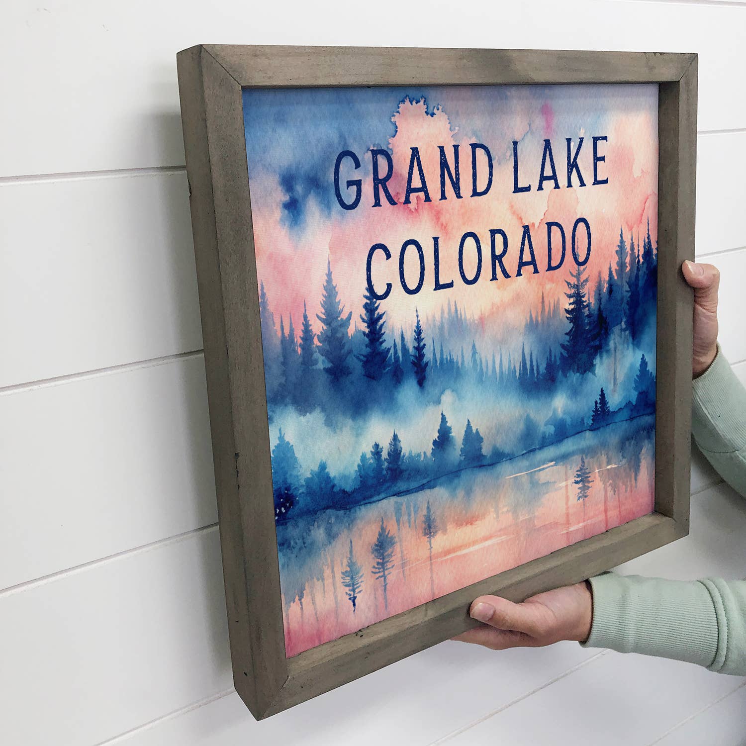 Custom Blue Pink Trees Grand Lake - Custom Canvas Art