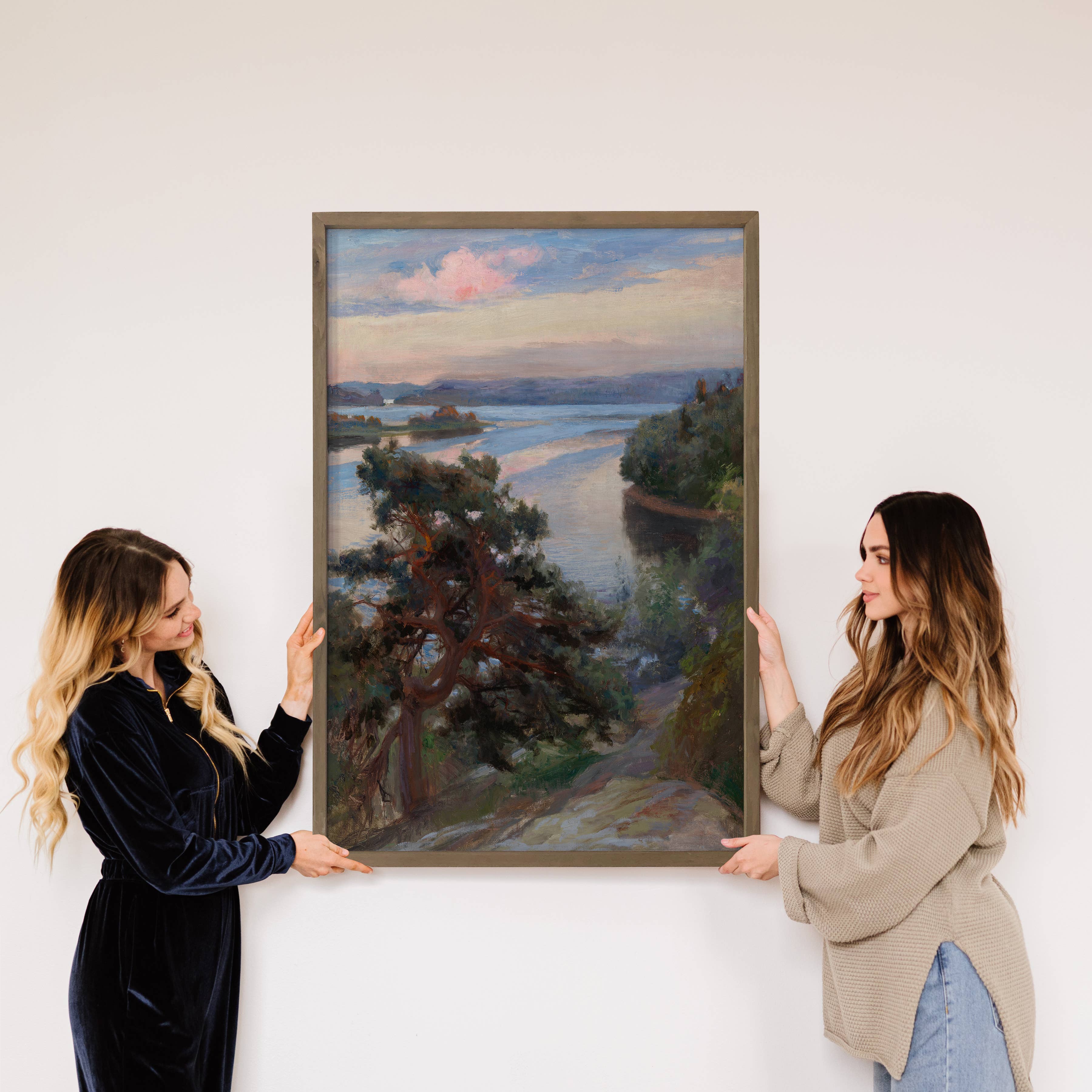 High Lake View - Lake Landscape Canvas Art - Wood Framed