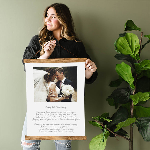 2nd Anniversary Wedding Gift - Poem and Photo Canvas with Wood Frame