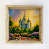Salt Lake LDS Temple with Green Garden Painting Small Canvas