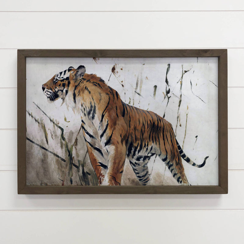 Tiger Stride - Wildlife Canvas Art - Wood Framed Wall Decor