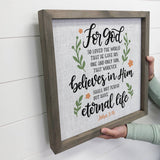 For God So Loved the World - Scripture Canvas Art - Framed