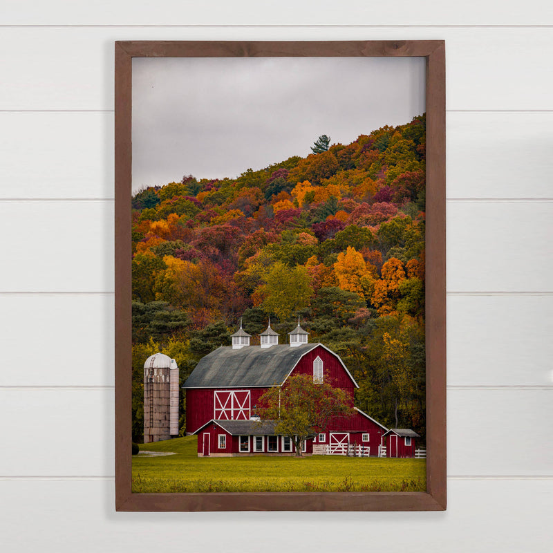 Fall Hillside Barn Wall Art - Fall Landscape Canvas Art