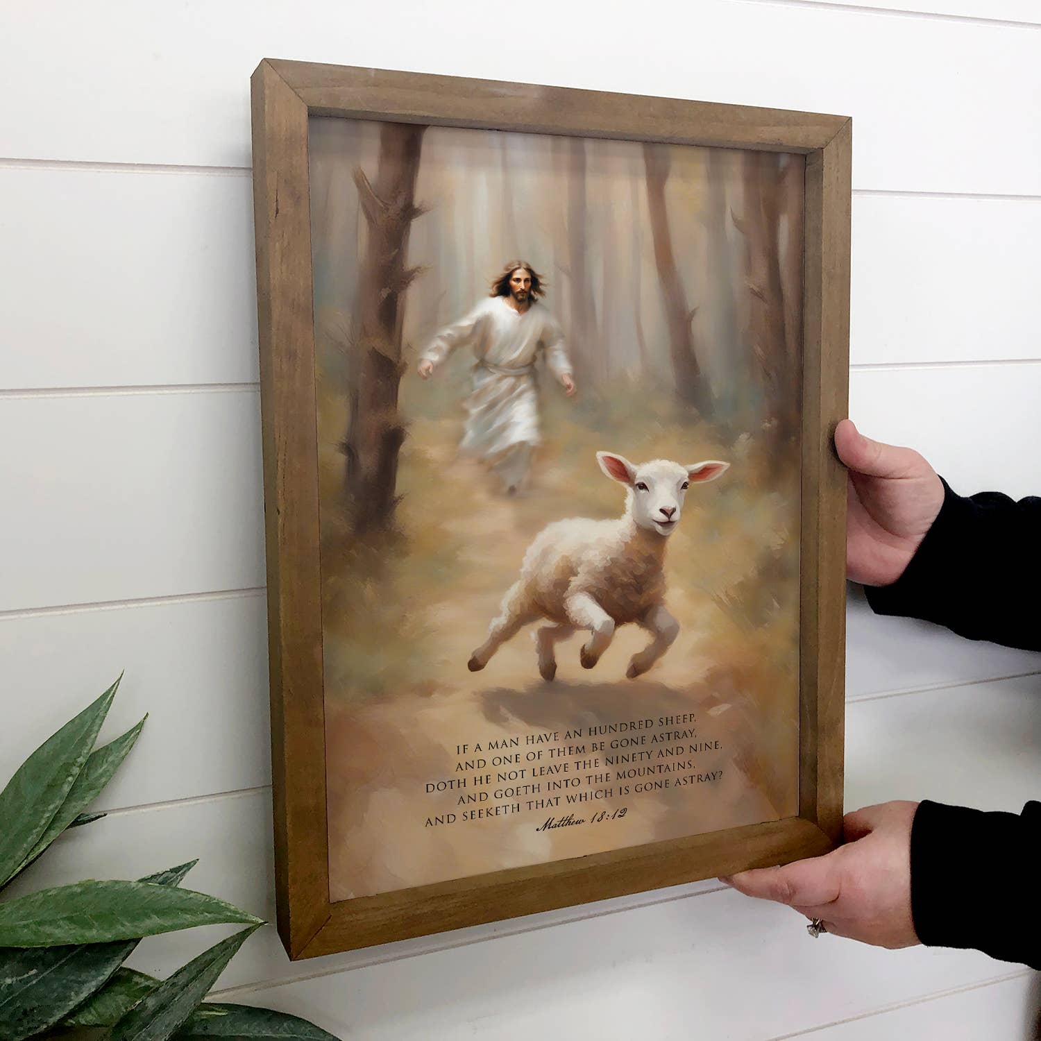 Jesus Chasing the Lost Sheep - Scripture Wall Art