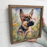 Wildflower German Shepard - Springtime Dog Canvas Art