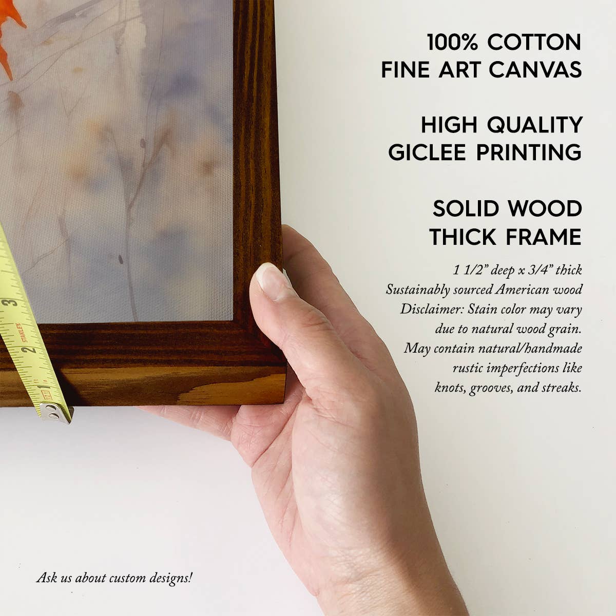 Maple Leaves Branch - Fall Leaf Canvas Art - Wood Framed