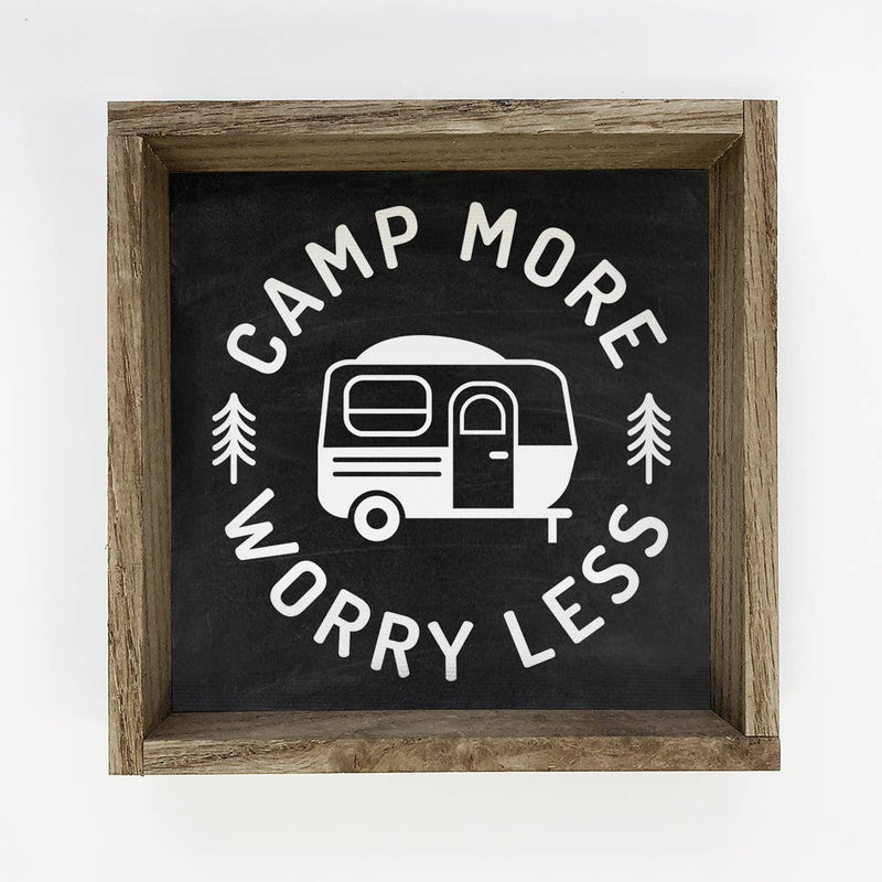 Camp More Worry Less - Cute Adventure Word Sign - Framed Art