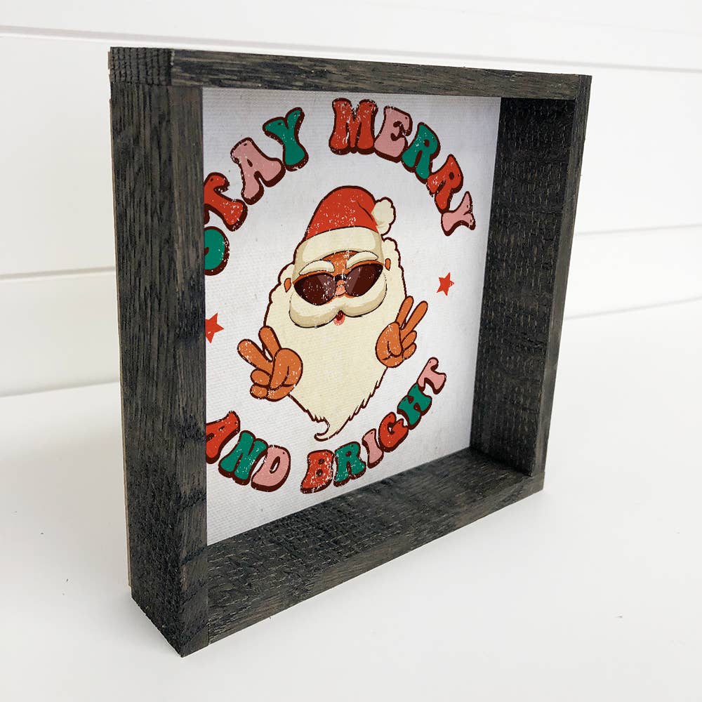 Stay Merry Santa Peace Signs - Funny Holiday Canvas Artwork