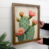 Blooming Prickly Pear Cactus - Desert Cactus Canvas Art