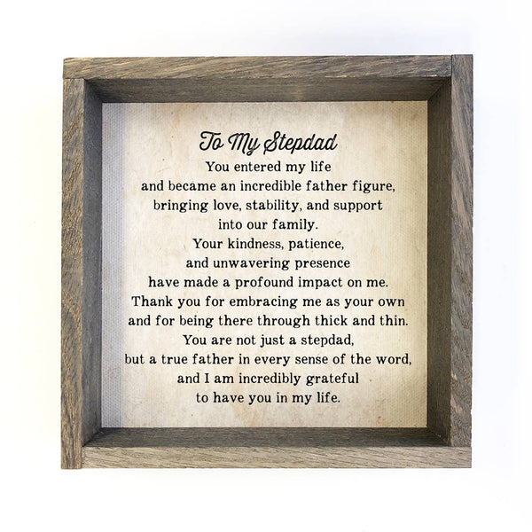 Dear Stepdad - Fathers Day Gift - Letter to Stepdad & Frame