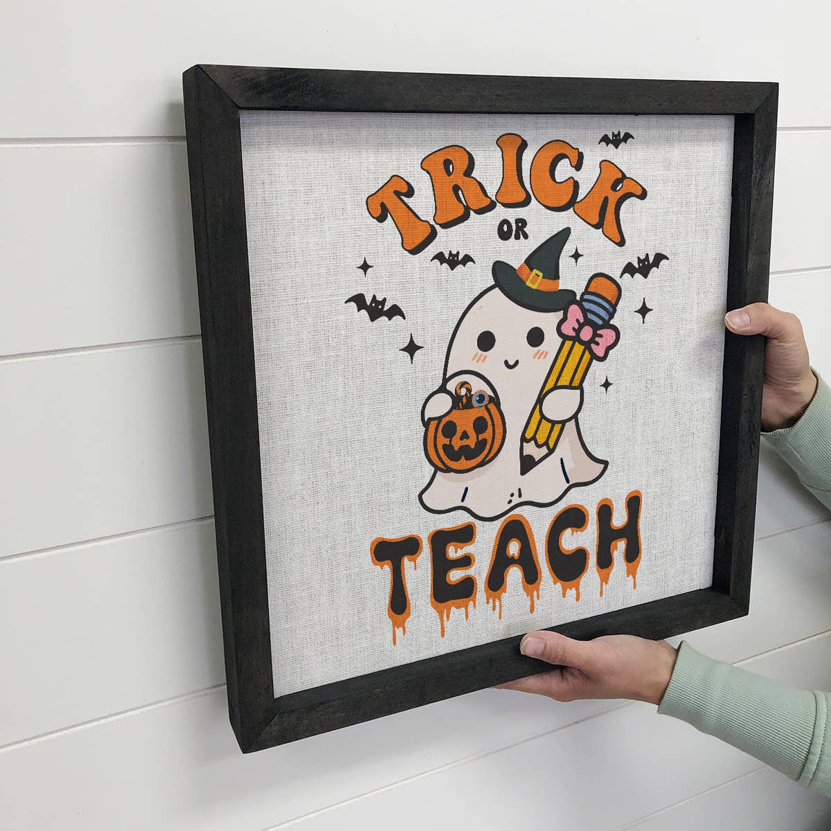 Funny Halloween Trick or Treach - Halloween Teacher Wall Art