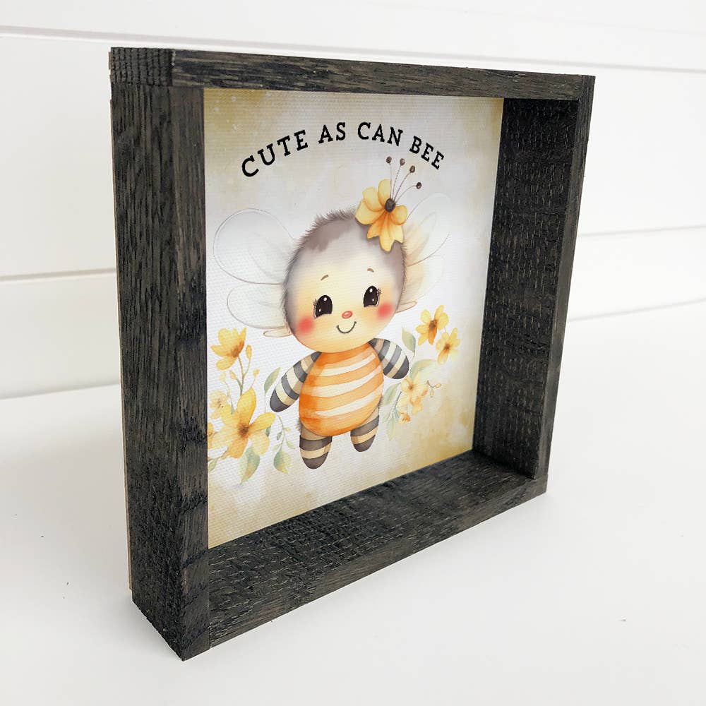 Cute As Can Bee - Cute Spring Time Bee Canvas Art - Framed