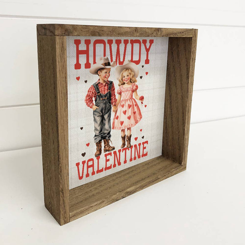 Vintage Valentines Howdy Kids - Valentines Day Canvas Art