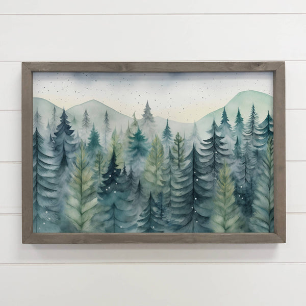 Mystic Green Pines - Nature Canvas Art - Wood Framed Decor