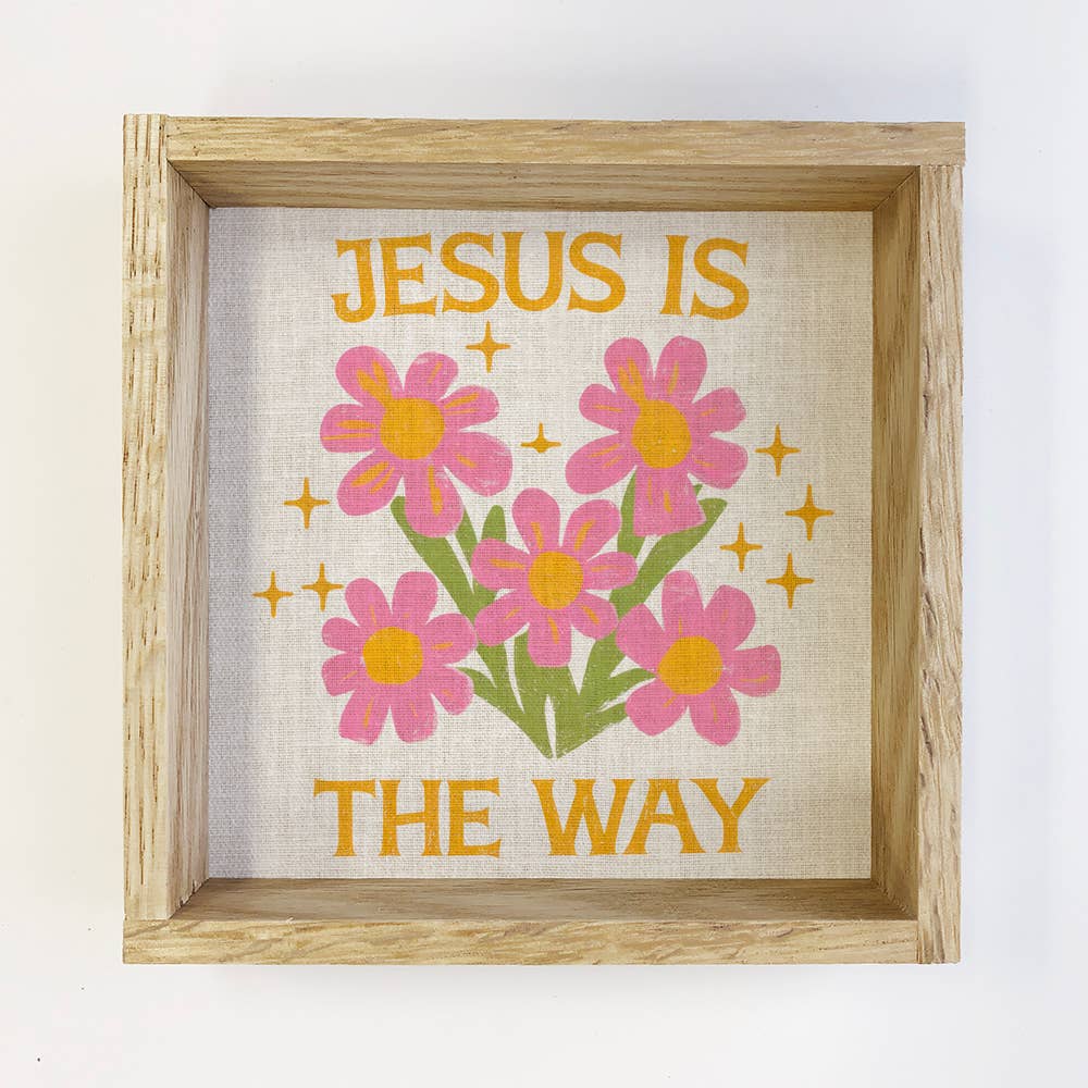 Jesus is the Way - Flower Inspirational Canvas Art - Framed