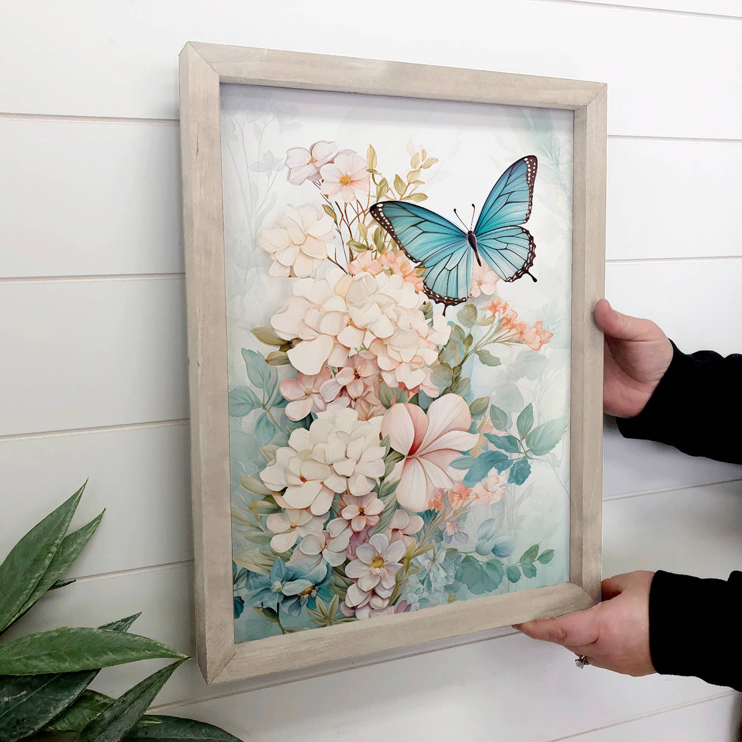 Butterfly Flower Bouquet - Nature Canvas Wall Art - Framed